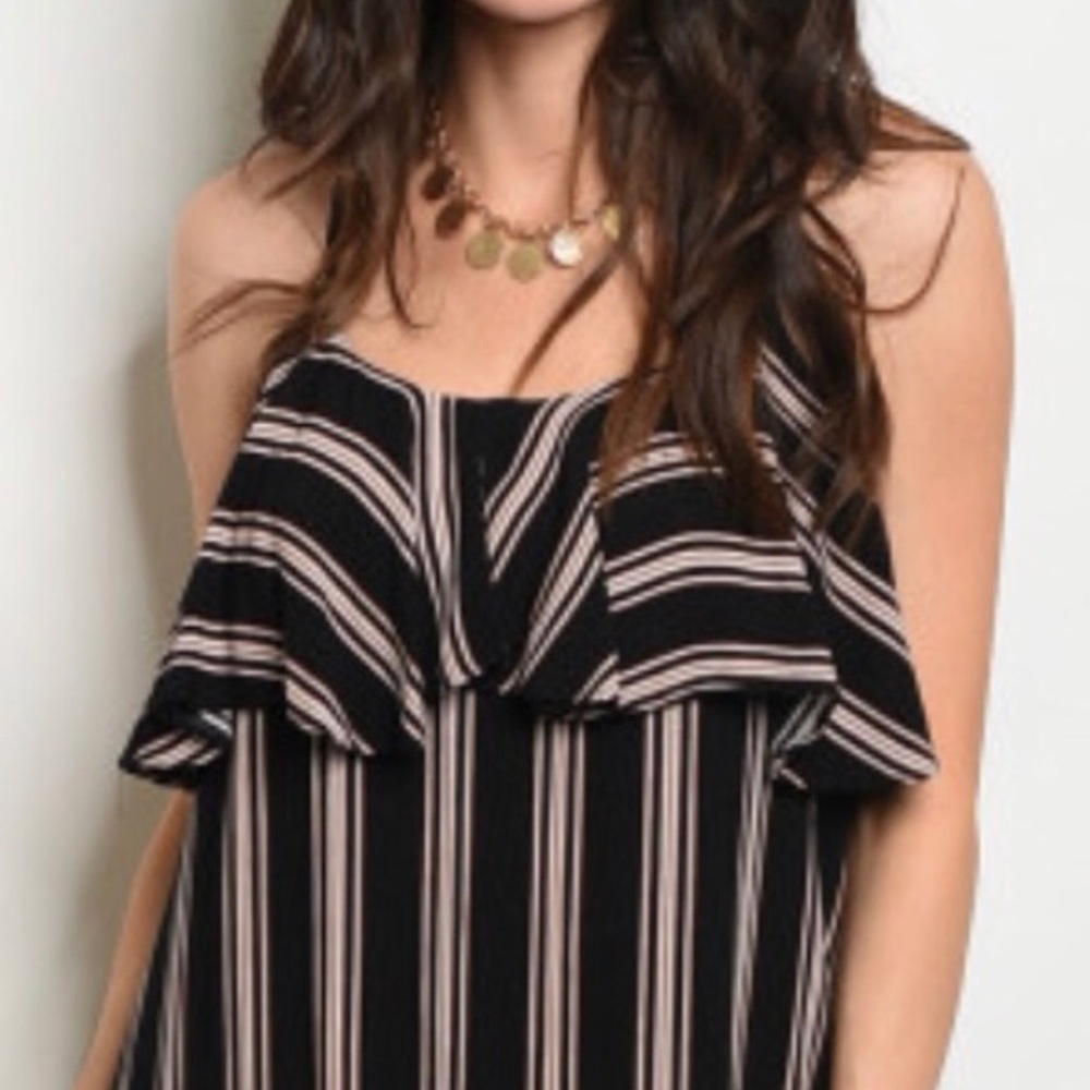 BLACK STRIPED MAXI DRESS - Picture 3 of 3